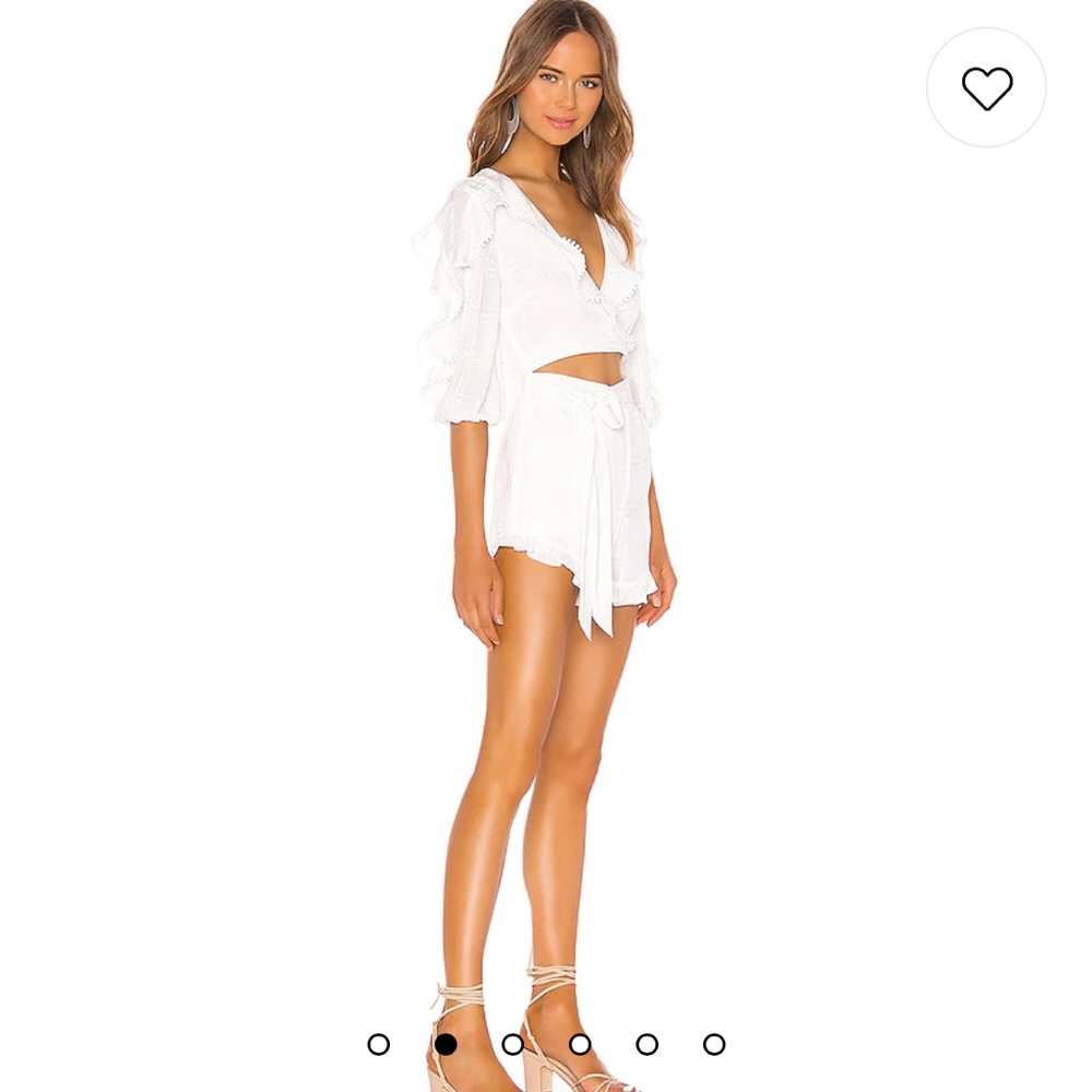 Enzo Romper by MAJORELLE from Revolve in white.